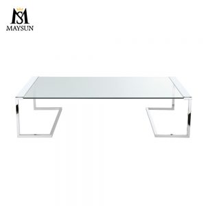 Modern simple rectangular glass metal coffee table side table