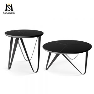 Modern simple metal iron round MDF coffee table and Side table