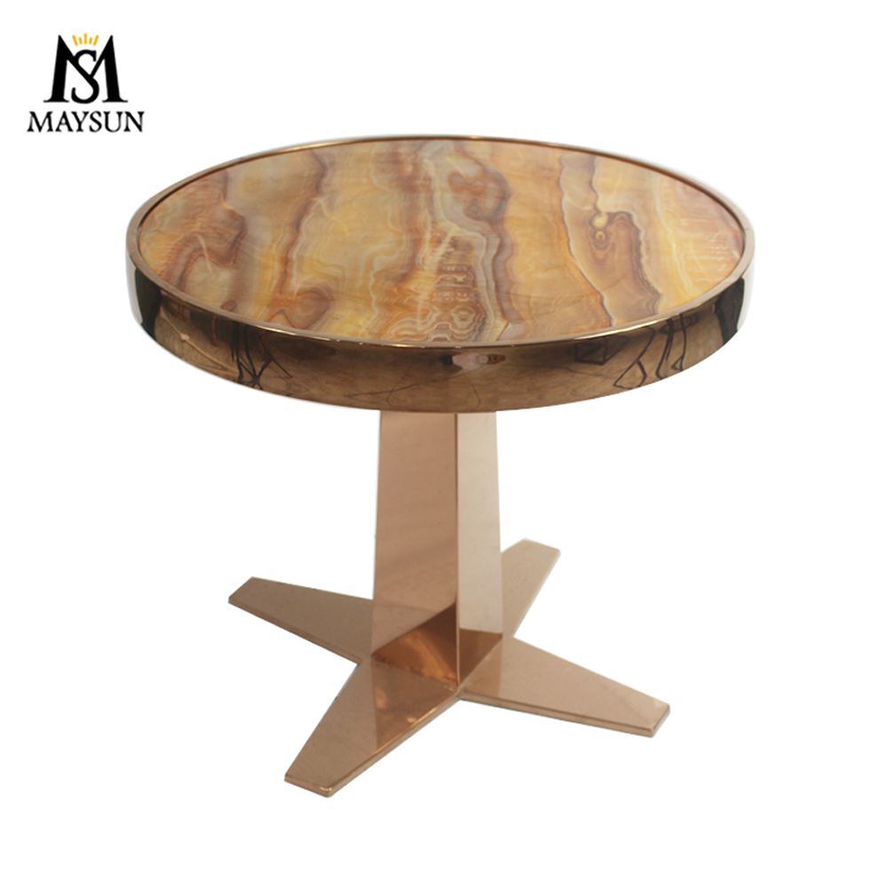Modern luxury light stainless steel round coffee table end table