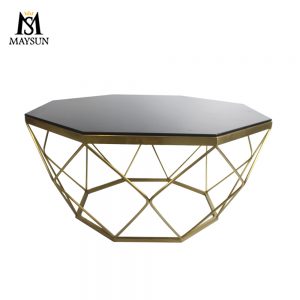 Fashion diamond stereoscopic glass coffee table or end table
