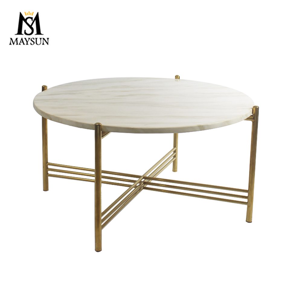 Modern fashion metal base Round marble coffee table