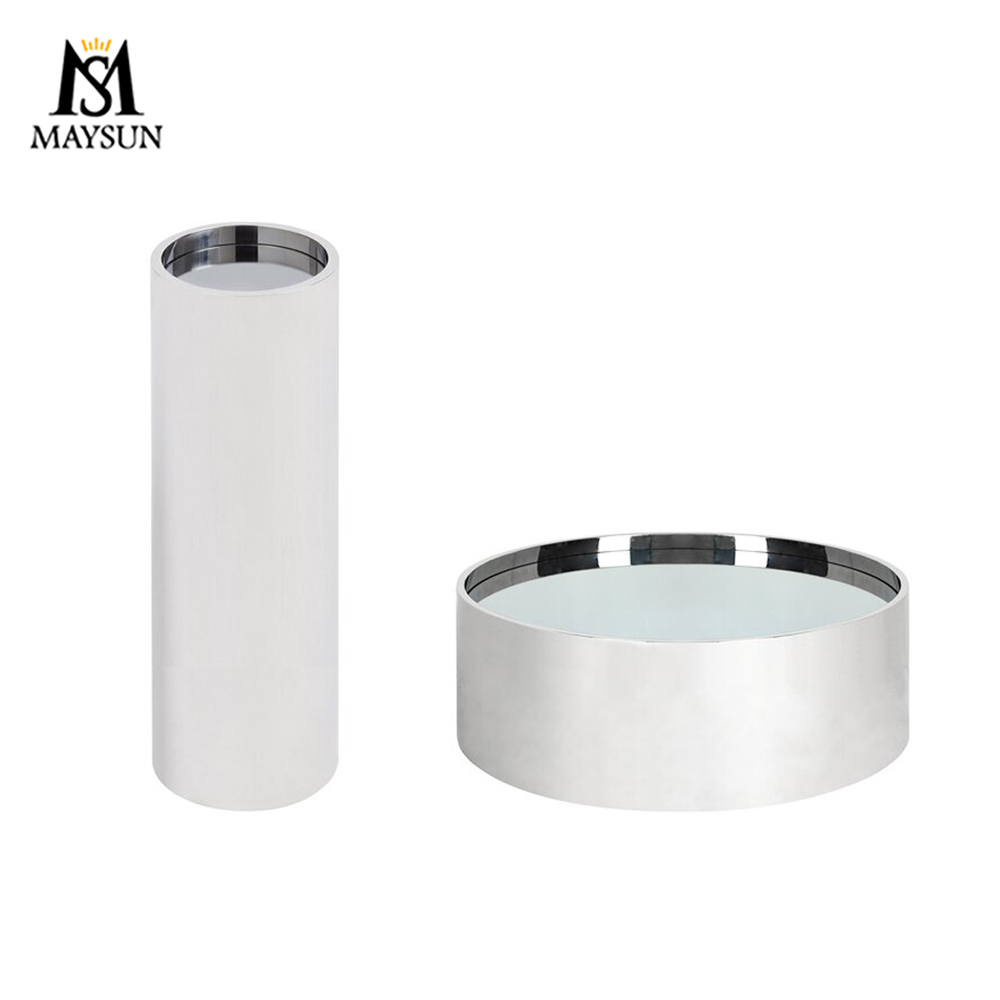 Fashion drum shaped stainless steel side table coffee table decorative column