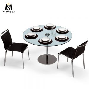 Modern simple stainless steel round glass negotiating table or desk