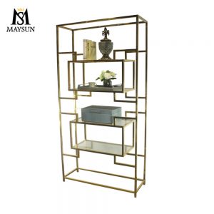 Modern Chinese mirror stainless steel gold display stand partition frame