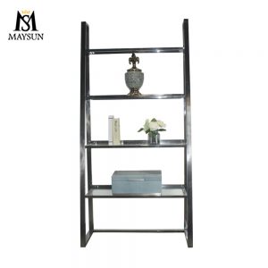 Modern trapezoidal symmetrical metal industrial black bookcases goods shelf