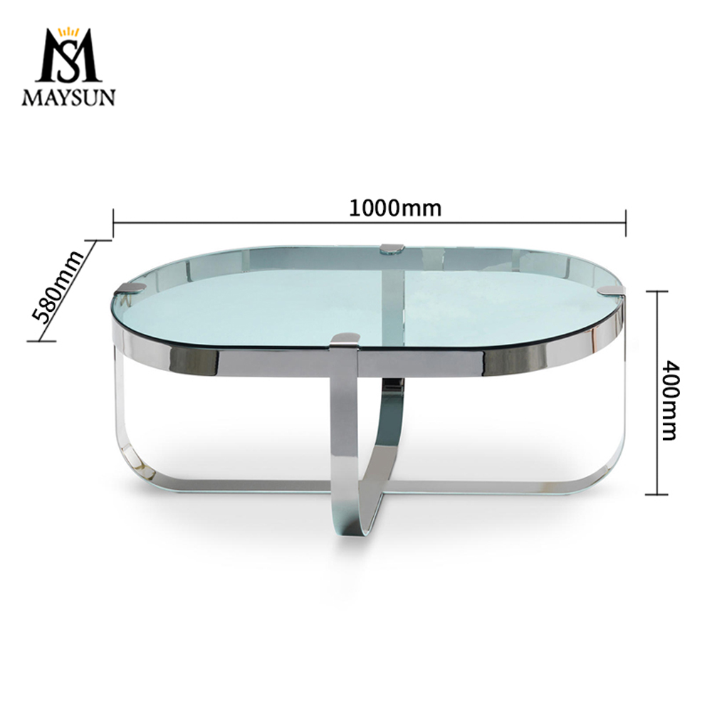 Creative customized small glass metal stainless steel coffee table and Side table - Image 2