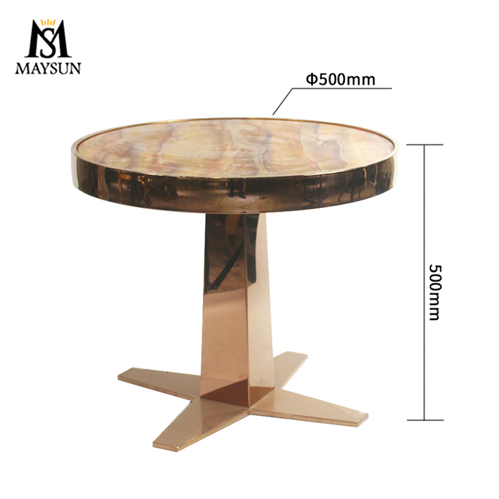 Modern luxury light stainless steel round coffee table end table - Image 2