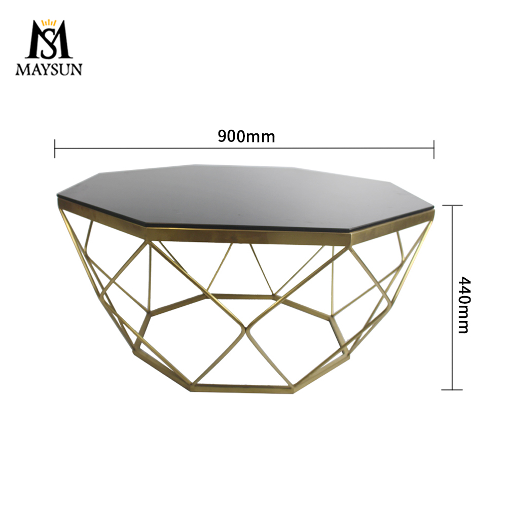 Fashion diamond stereoscopic glass coffee table or end table - Image 2