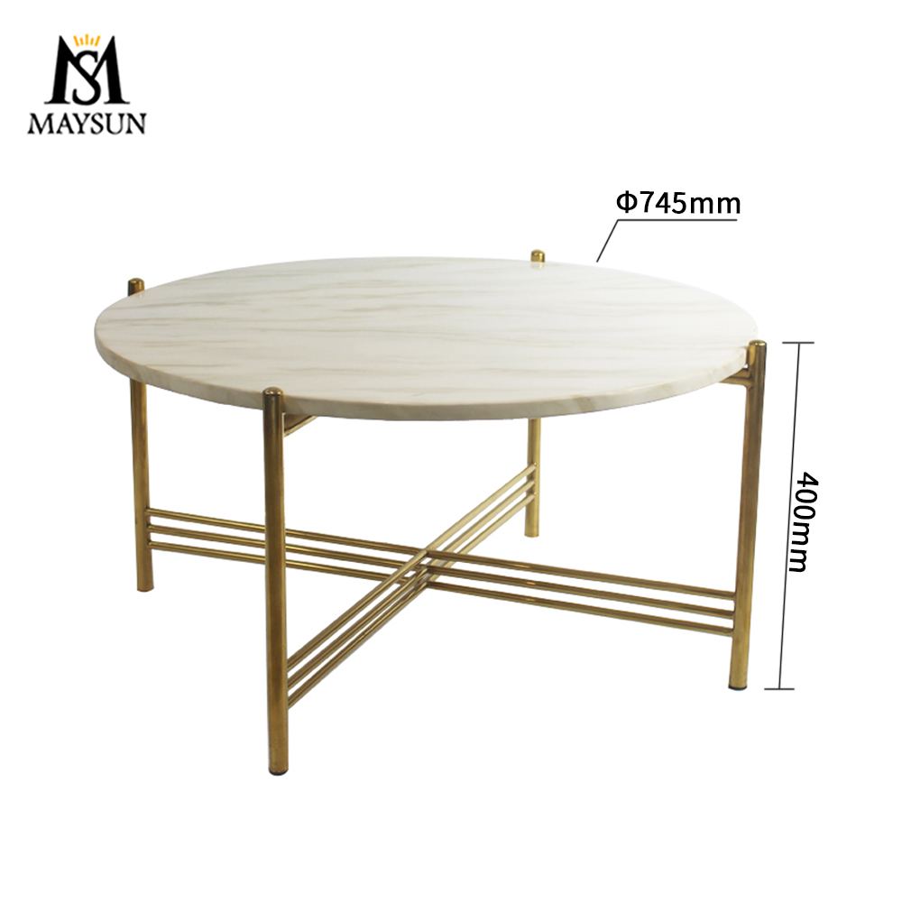 Modern fashion metal base Round marble coffee table - Image 2