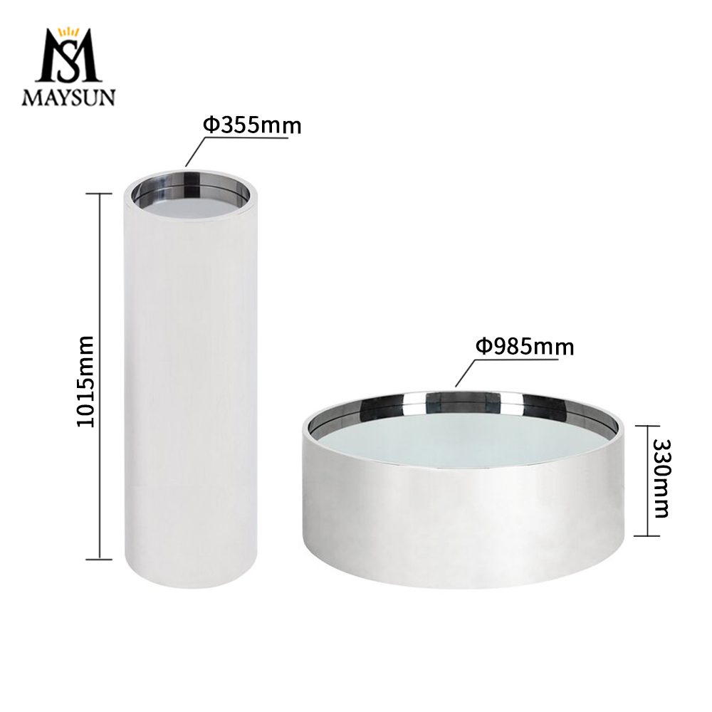 Fashion drum shaped stainless steel side table coffee table decorative column - Image 2