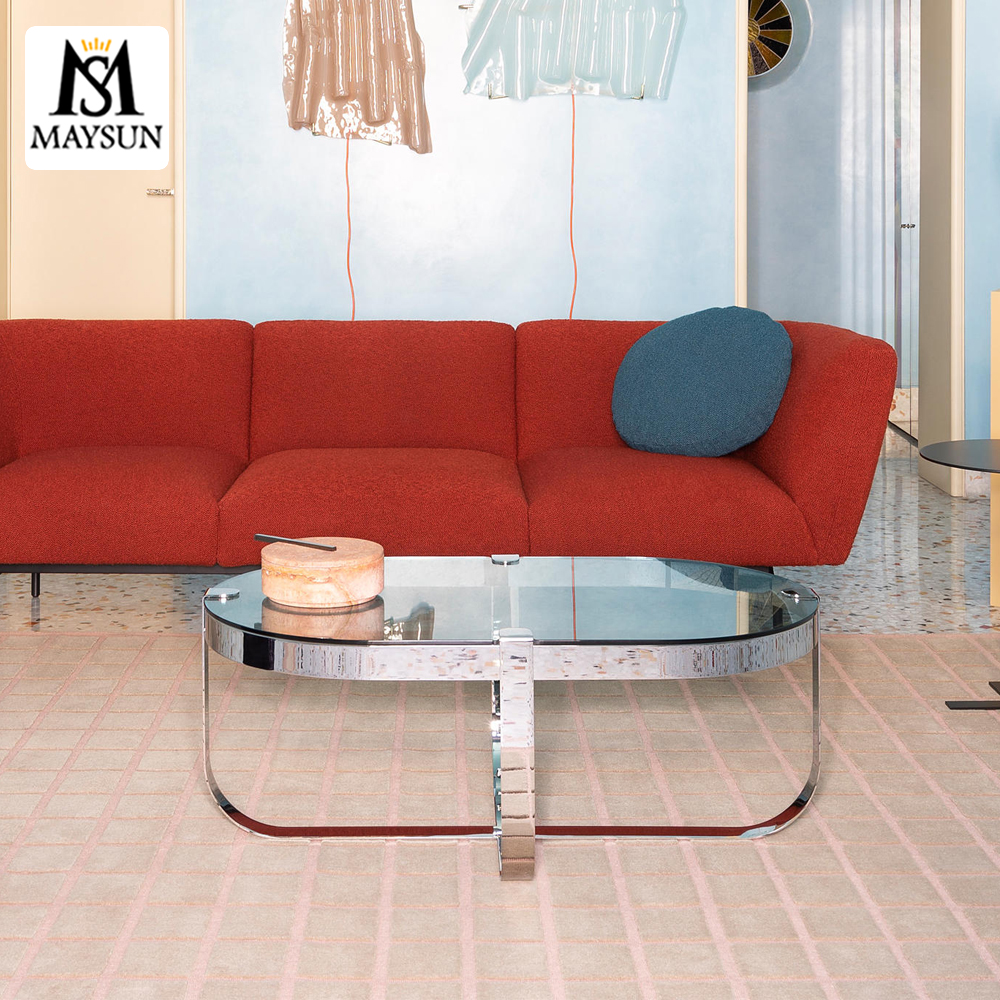 Creative customized small glass metal stainless steel coffee table and Side table - Image 3