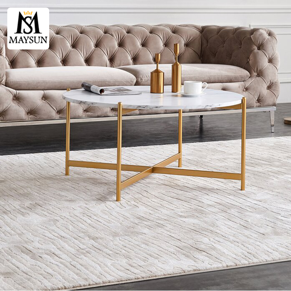 Modern fashion metal base Round marble coffee table - Image 3
