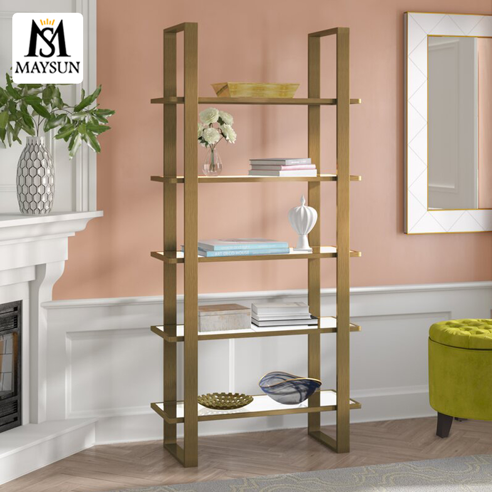 Modern metal frame wooden interlayer rectangle standing display stand(storage shelf) - Image 3