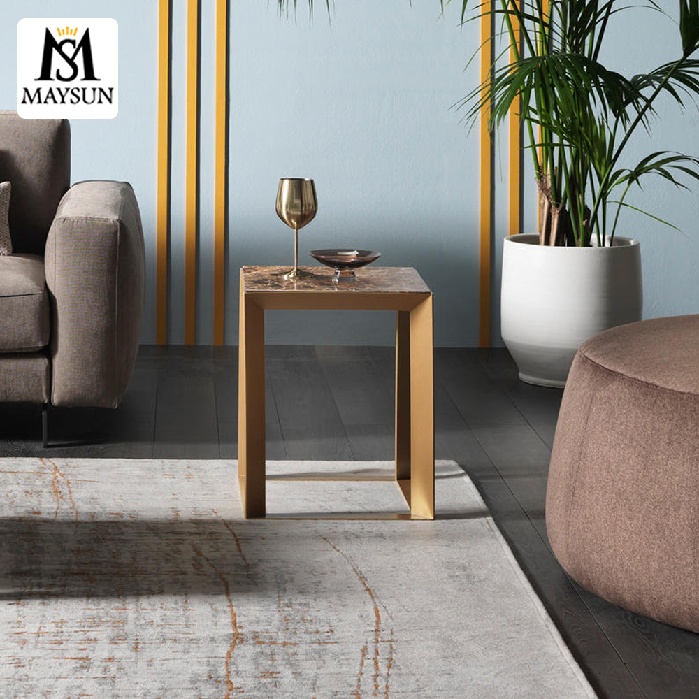 2021 Latest Product Stainless Steel Coffee Table Delicate ceramic side table - Image 4