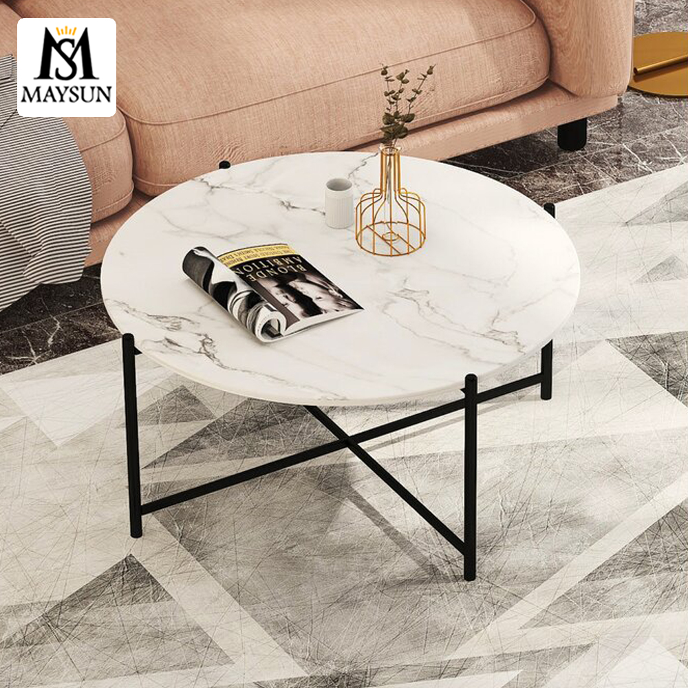 Modern fashion metal base Round marble coffee table - Image 4
