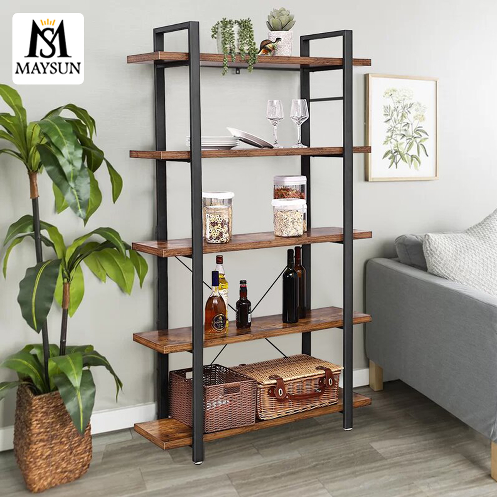 Modern metal frame wooden interlayer rectangle standing display stand(storage shelf) - Image 4