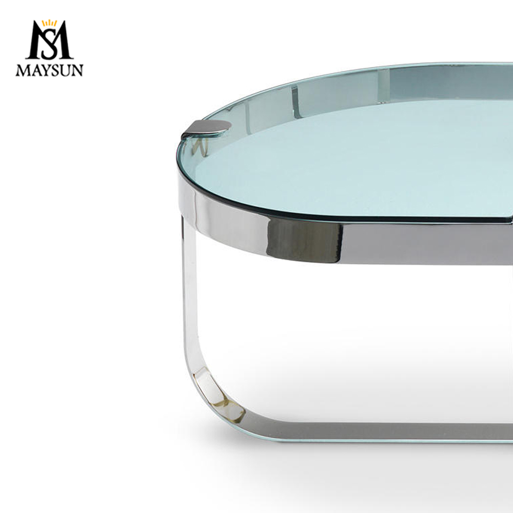 Creative customized small glass metal stainless steel coffee table and Side table - Image 5