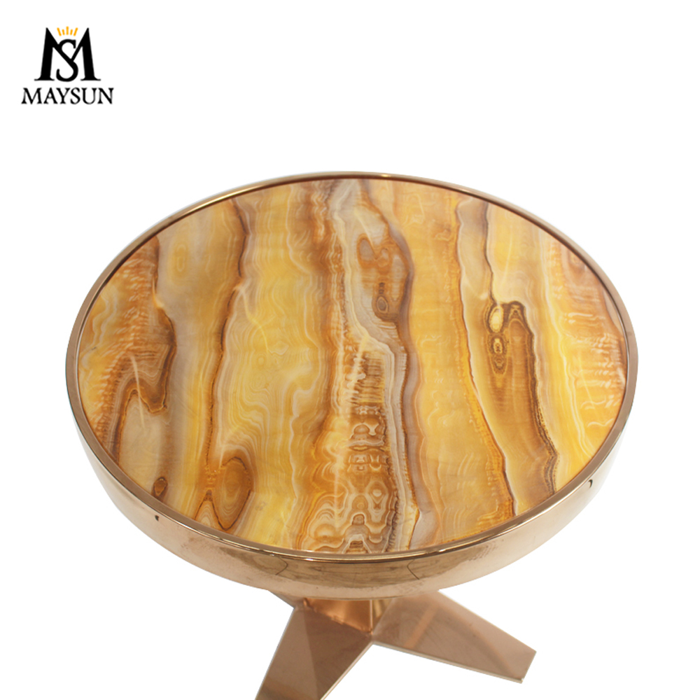 Modern luxury light stainless steel round coffee table end table - Image 5