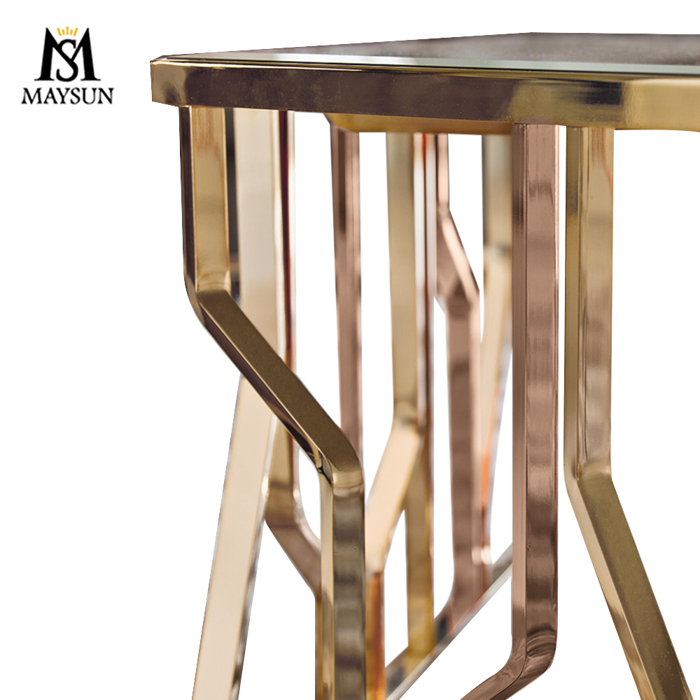 Modern luxury fashion polychrome metal hexagonal marble coffee table - Image 5