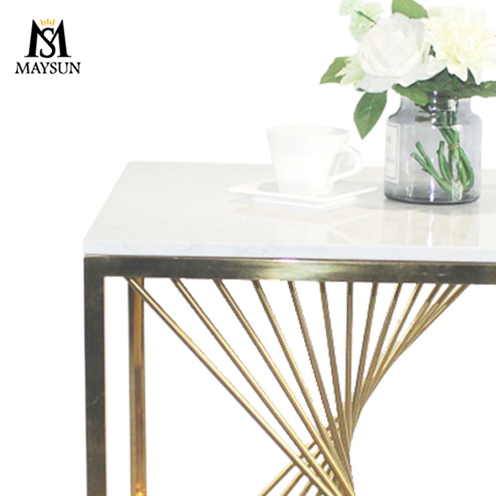 Modern fashion dynamic stainless steel square glass side table bedside table - Image 5