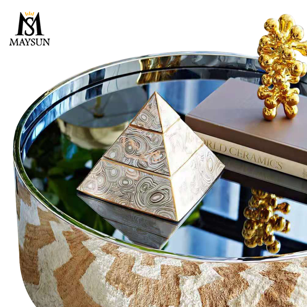 Fashion drum shaped stainless steel side table coffee table decorative column - Image 5