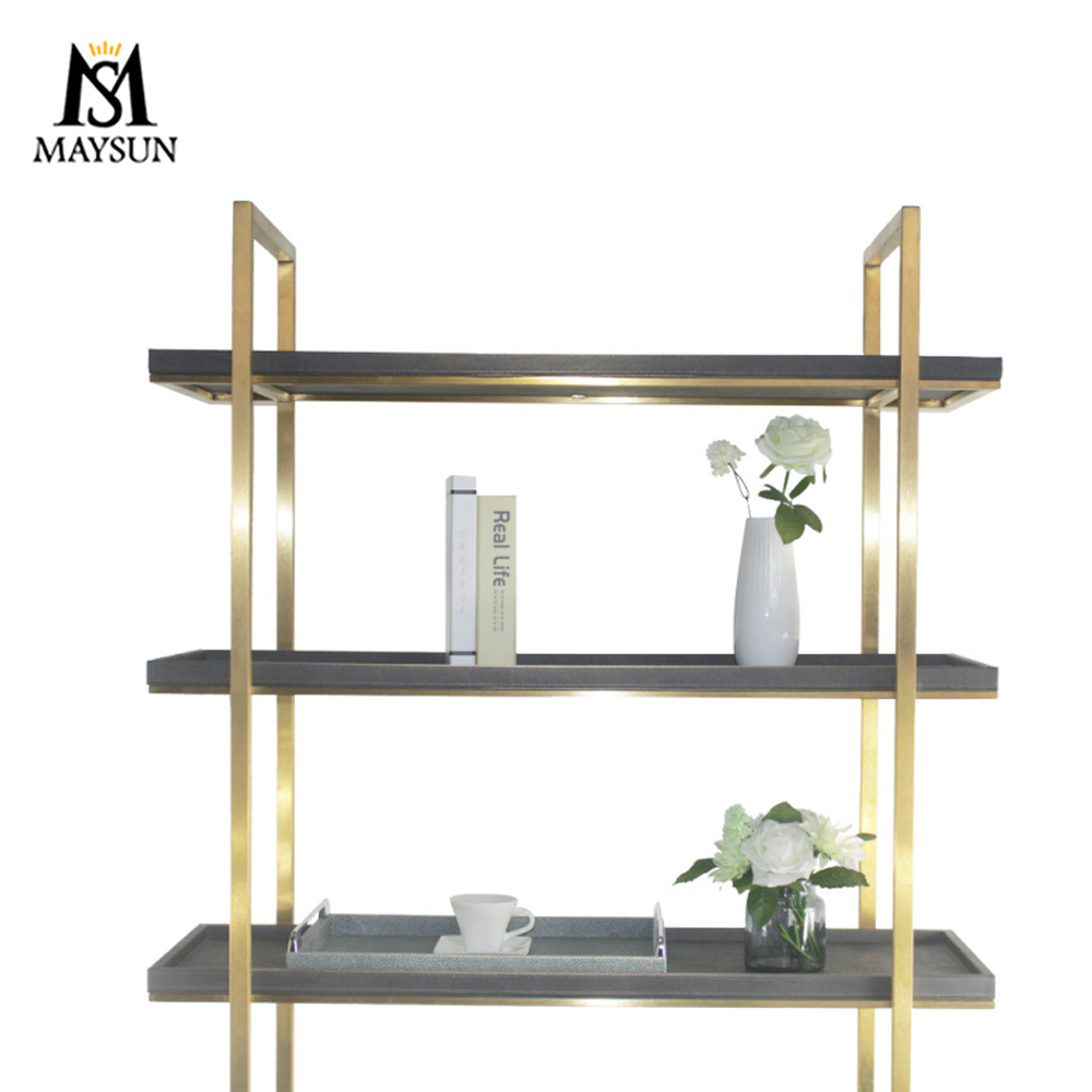 Modern metal frame wooden interlayer rectangle standing display stand(storage shelf) - Image 5