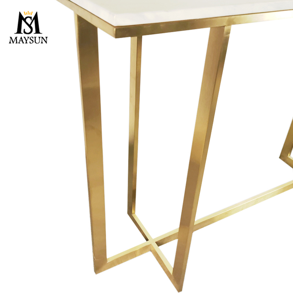 Modern minimalist rectangular cross-metal console with high side table - Image 5