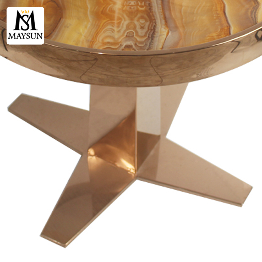 Modern luxury light stainless steel round coffee table end table - Image 6