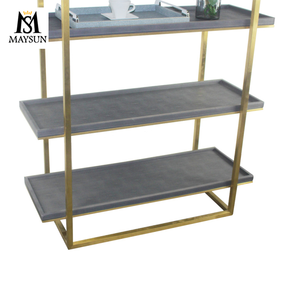 Modern metal frame wooden interlayer rectangle standing display stand(storage shelf) - Image 6