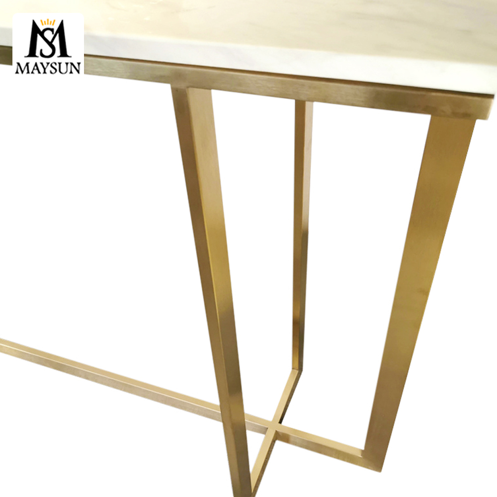 Modern minimalist rectangular cross-metal console with high side table - Image 6