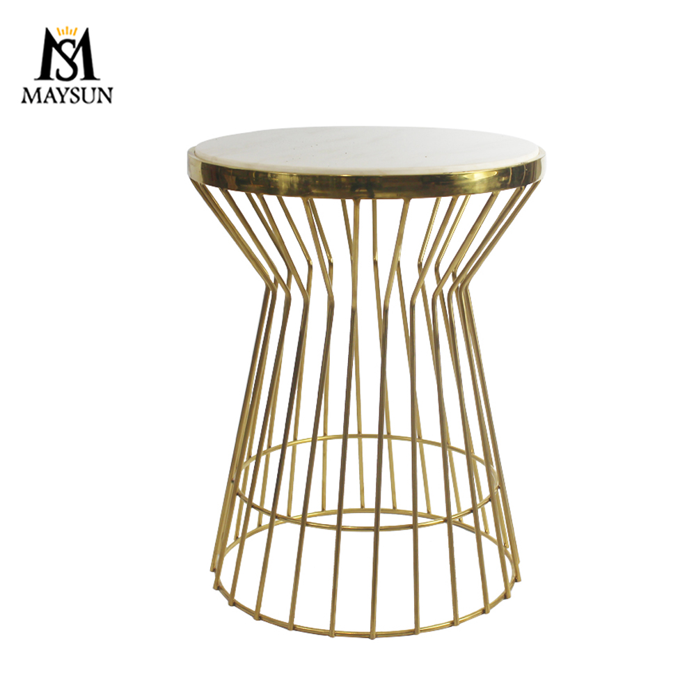 Modern light luxury fashion metal stainless steel hourglass shaped side table