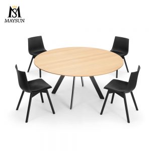 Nordic style iron plate art wood round negotiation table or dining table