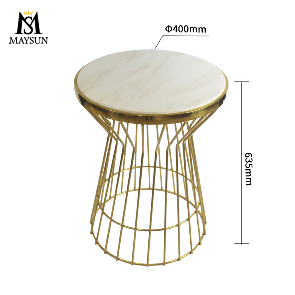 Modern light luxury fashion metal stainless steel hourglass shaped side table - Image 2
