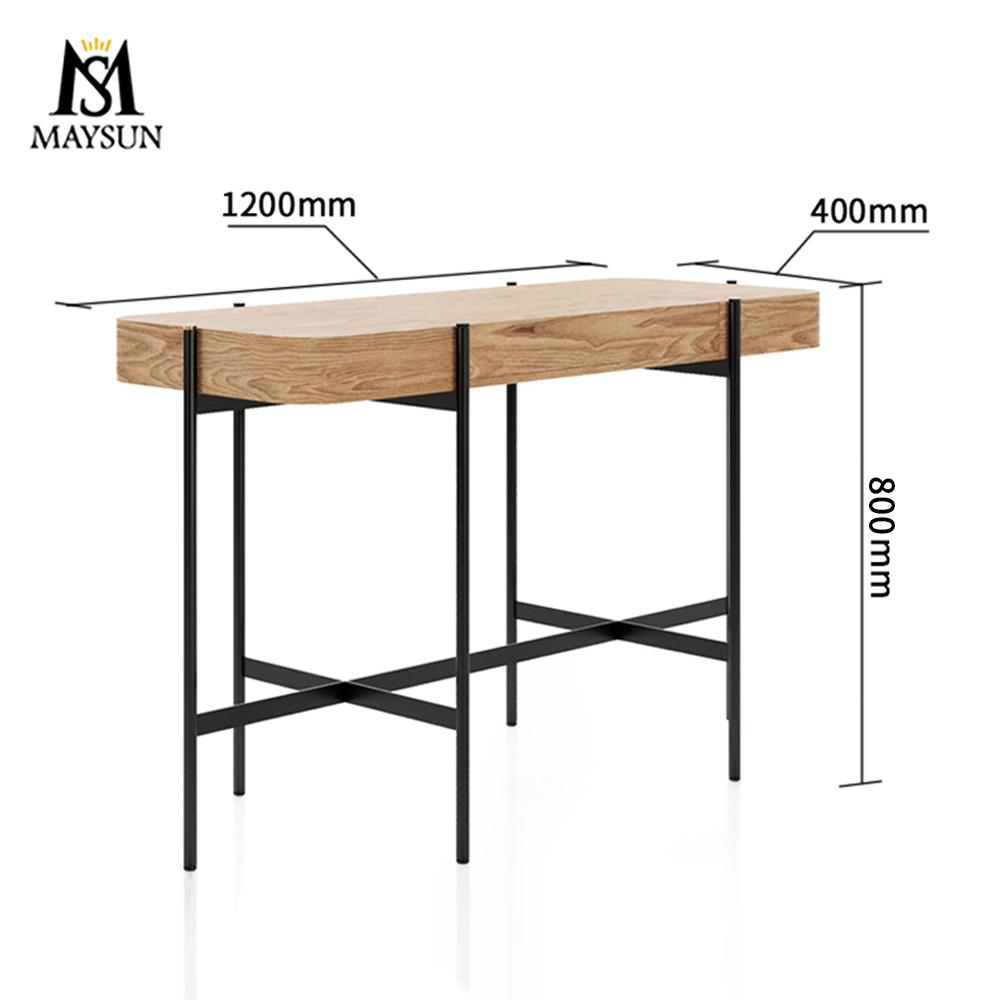 Nordic style rectangular metal and wood combination elegant dresser console table - Image 2