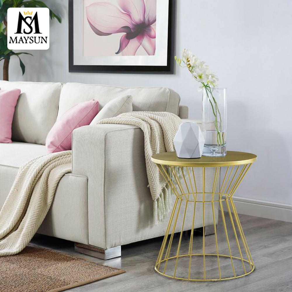 Modern light luxury fashion metal stainless steel hourglass shaped side table - Image 3