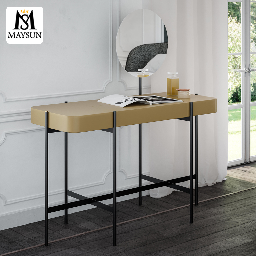 Nordic style rectangular metal and wood combination elegant dresser console table - Image 4