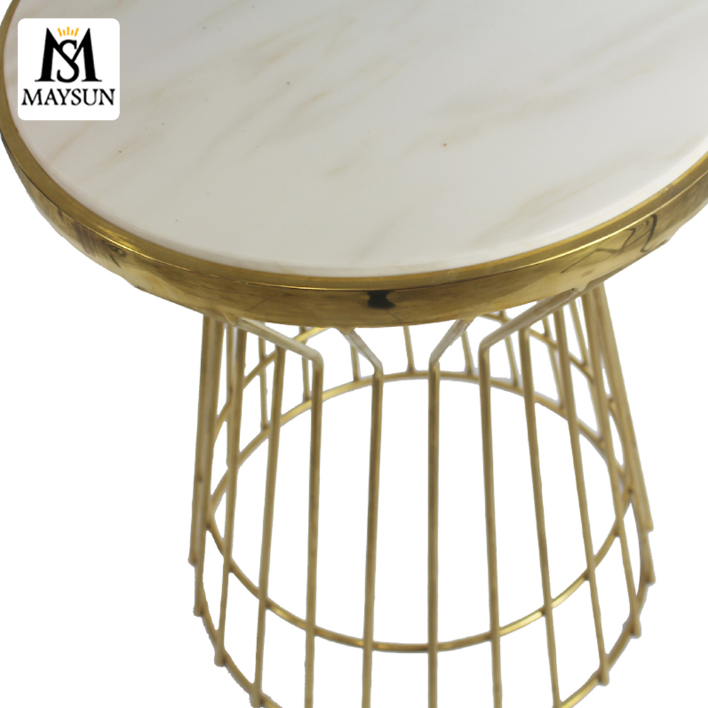 Modern light luxury fashion metal stainless steel hourglass shaped side table - Image 5