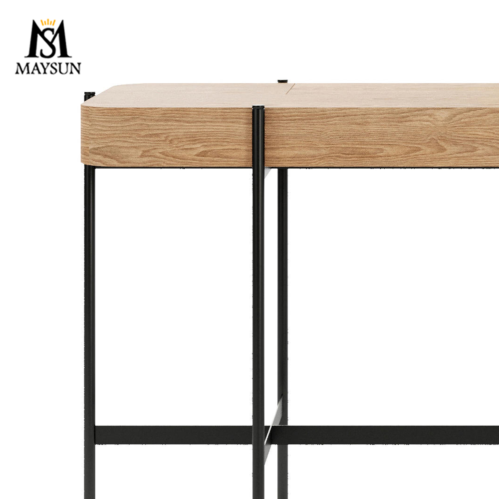 Nordic style rectangular metal and wood combination elegant dresser console table - Image 5