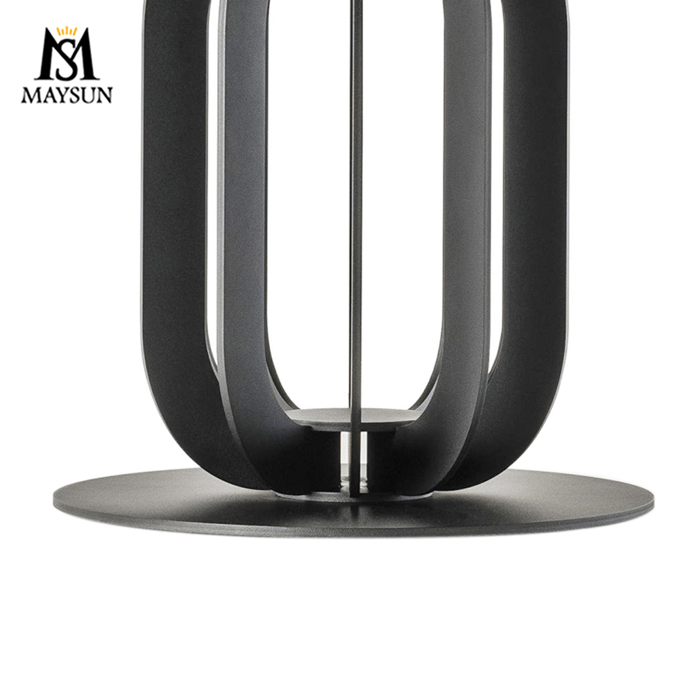 Modern iron frame wood and stone nested feature round table - Image 5