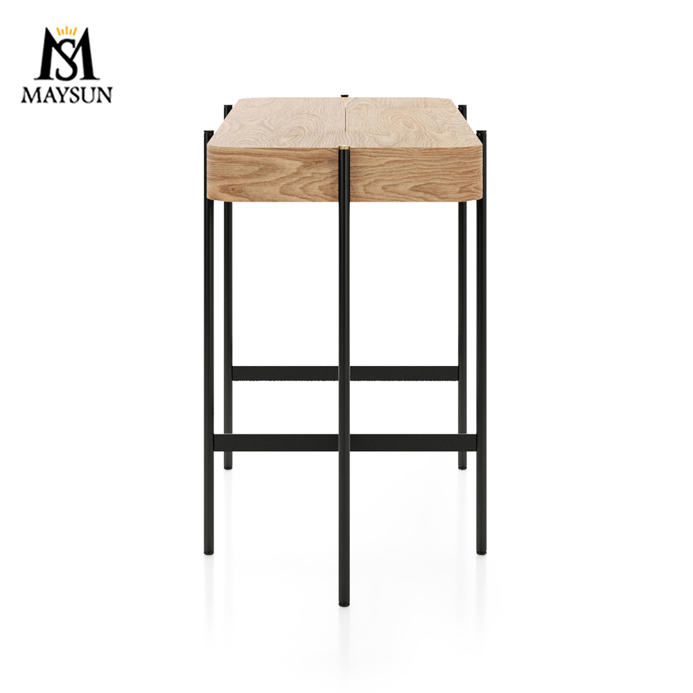 Nordic style rectangular metal and wood combination elegant dresser console table - Image 6