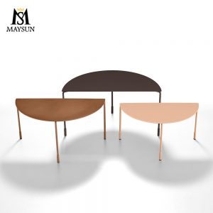 Modern and fashionable half-moon colorful metal coffee table