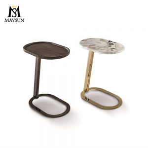 Modern bright stainless steel removable oval marble coffee table