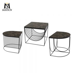 Modern iron bar art marble countertop combination coffee table
