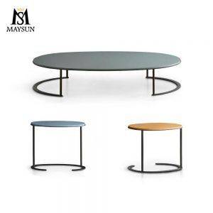 Modern and stylish multi-color curved oval iron art coffee table