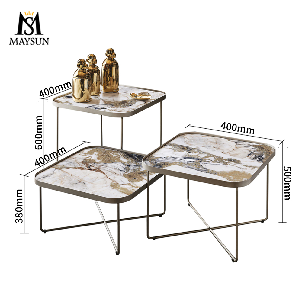 Vintage brass cross steel bar construction ceramic square top side table or coffee table - Image 2