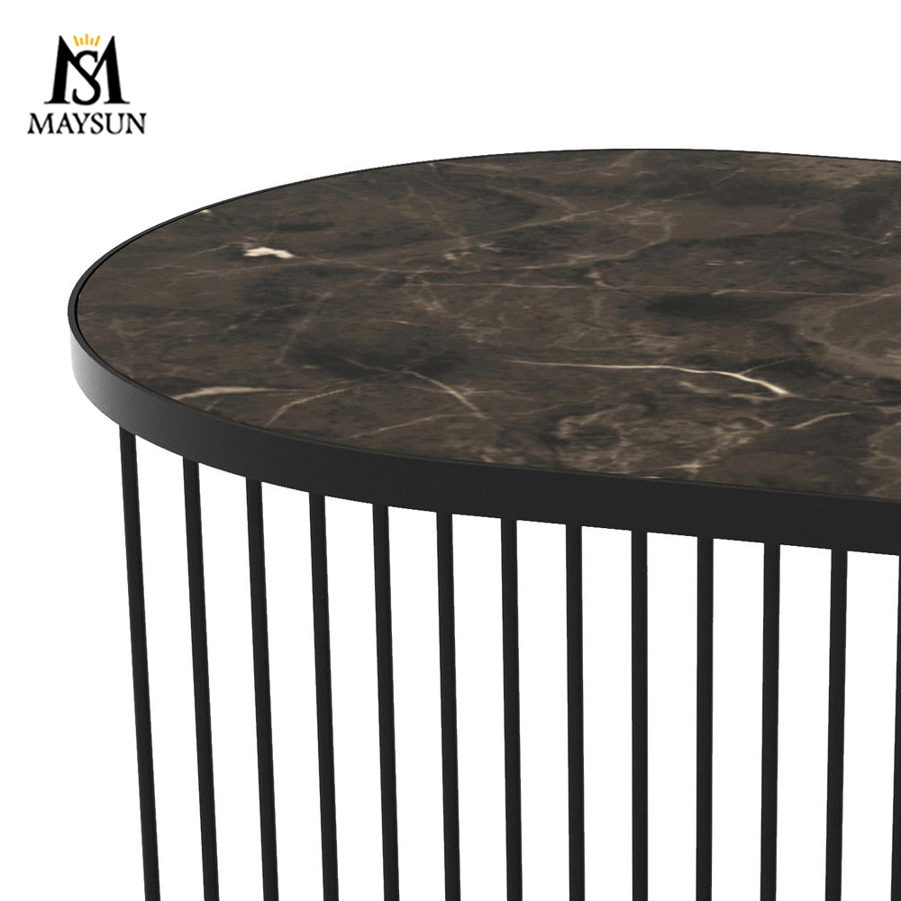 Modern iron bar art marble countertop combination coffee table - Image 6