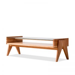 Solid wood glass coffee table CT-03